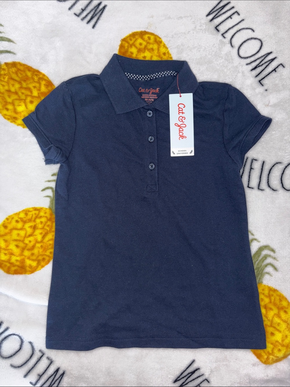 Cat & Jack Girls' Navy Polo Shirt XS 4/5